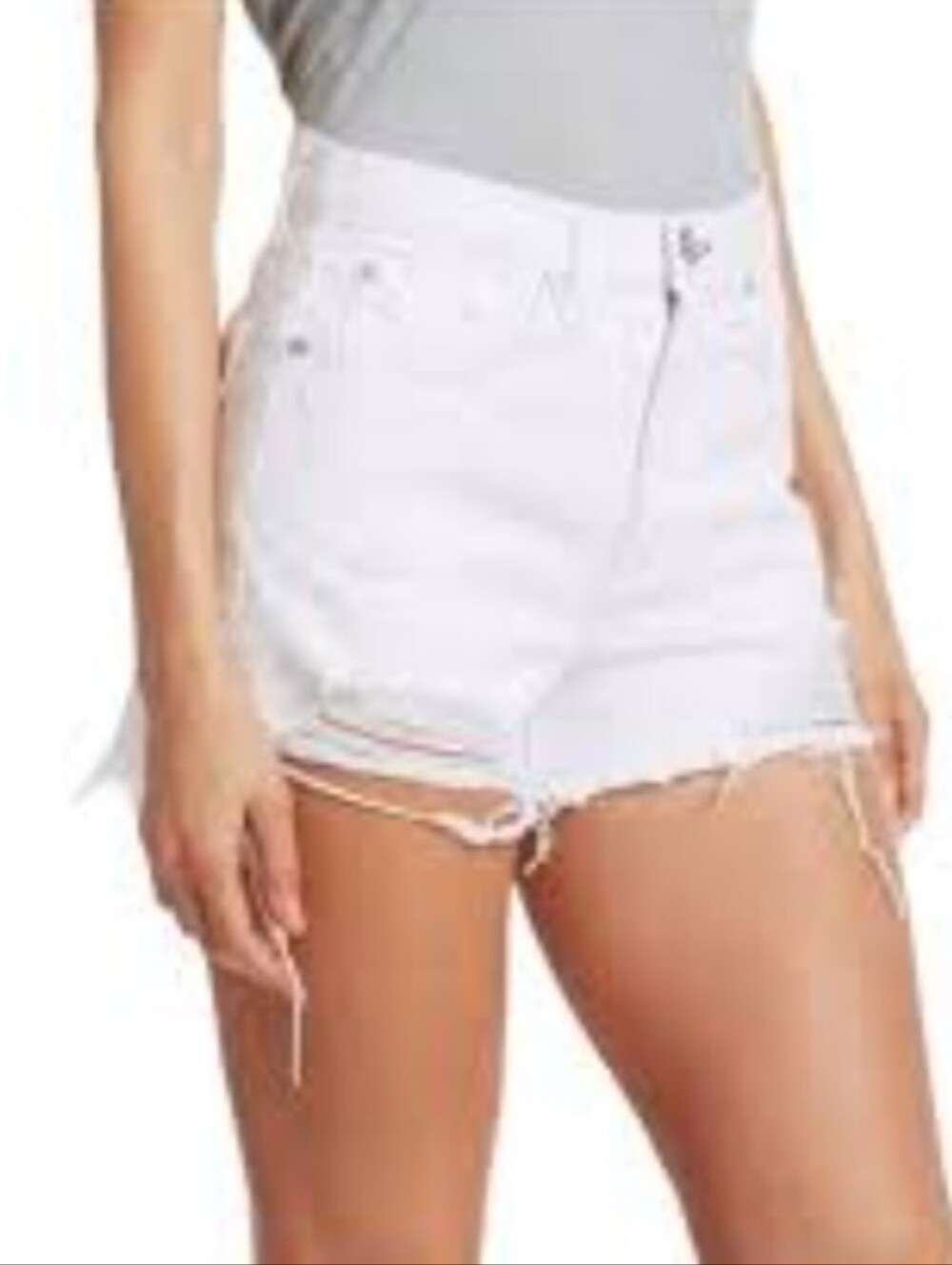 Rag & Bone Maya White High Rise Denim Shorts Distressed Button Fly Size 30